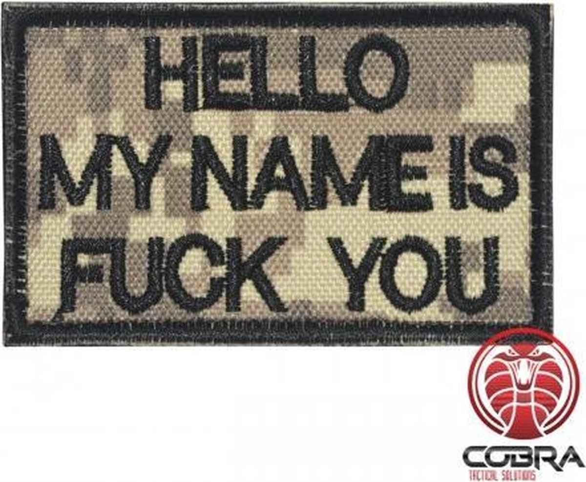 Hello My Name Is Fuck You Digital camo geborduurde patch | Klittenband | Military Airsoft